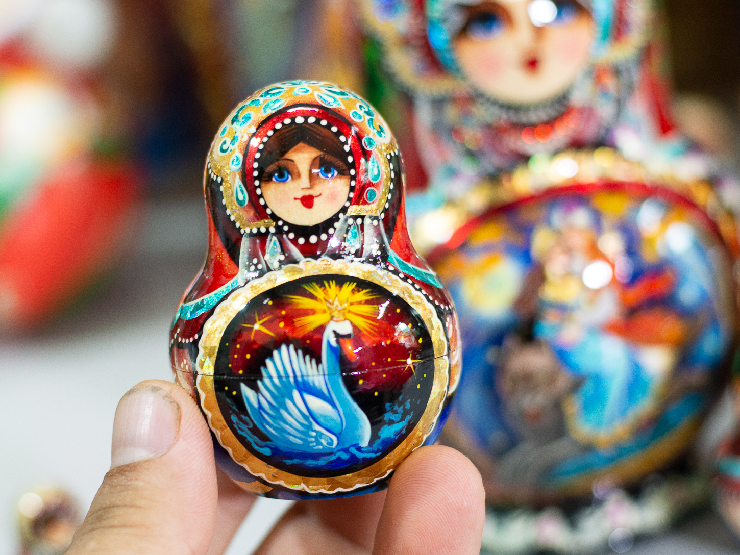 BỘ BÚP BÊ NGA CAO CẤP MATRYOSHKA 5 LỚP 15CM "CỔ TÍCH CHÀNG IVAN VÀ SÓI XÁM" CỰC ĐẸP VÀ SANG TRỌNG