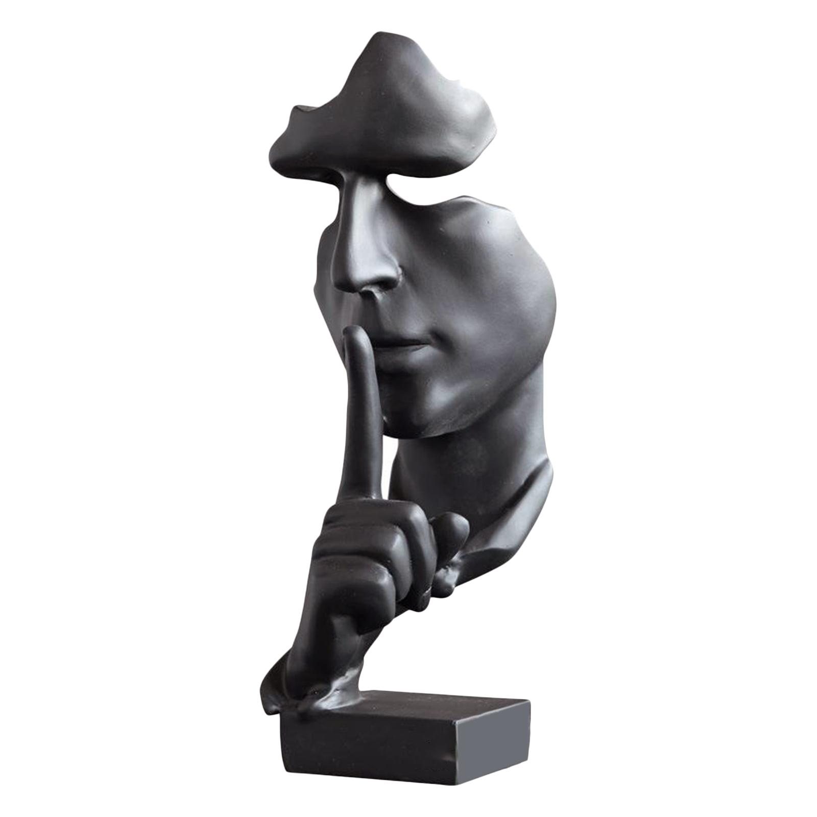 Silence is Golden Statue Thinker Sculpture Abstract Keep Silent