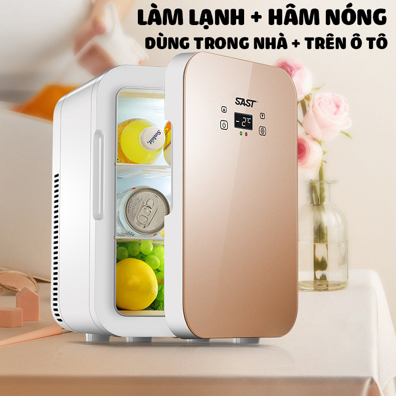 Tủ lạnh mini 12 lít SAST ST12L 2 chế độ làm lạnh hâm nóng cho gia đình và trên ô tô hiển thị nhiệt độ