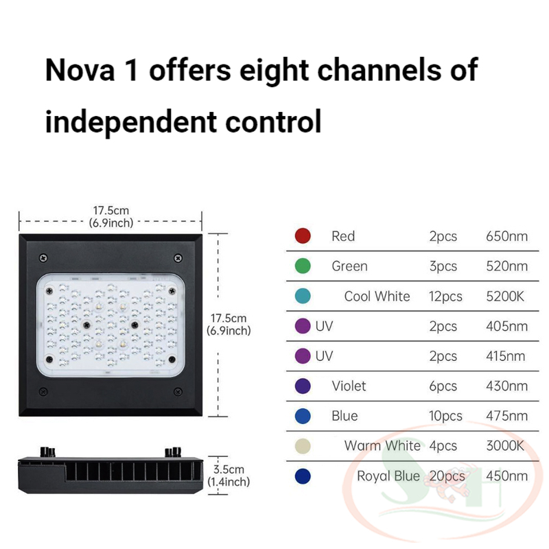 Đèn led Chihiros NOVA 1 Marine Coral Light quang phổ bể cá biển san hô hồ nước mặn