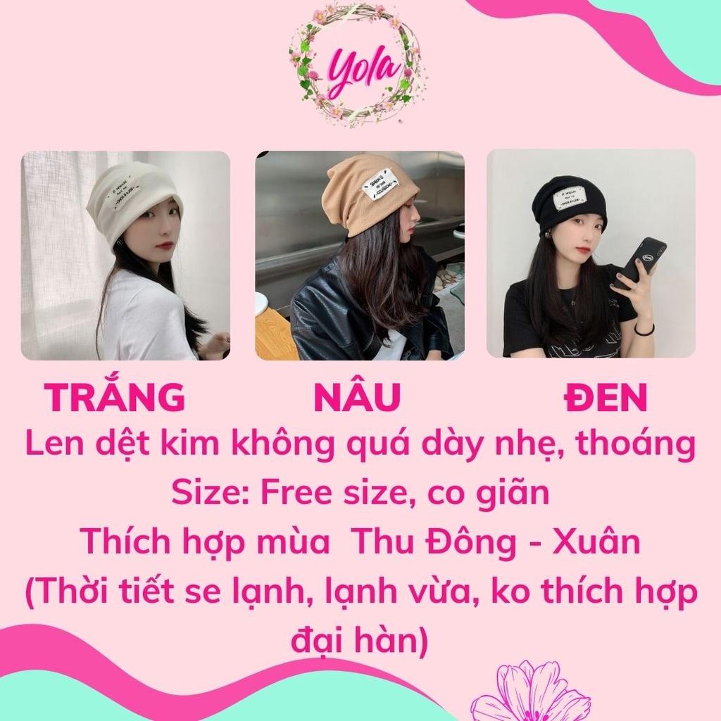 Mũ len nữ trùm đầu YOLA shop Mũ len hàn quốc dệt kim giữ ấm thu đông se lạnh năng động cá tính - QUÀ CỘT TÓC MULE.001