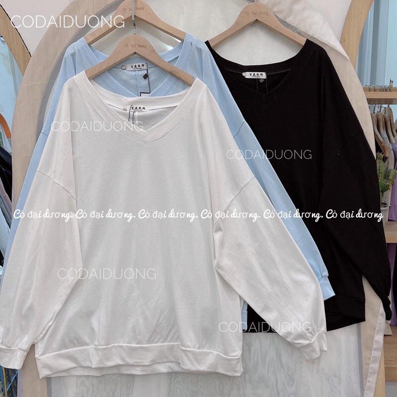 áo pull cổ tim - Trắng,freesize dưới 65kg