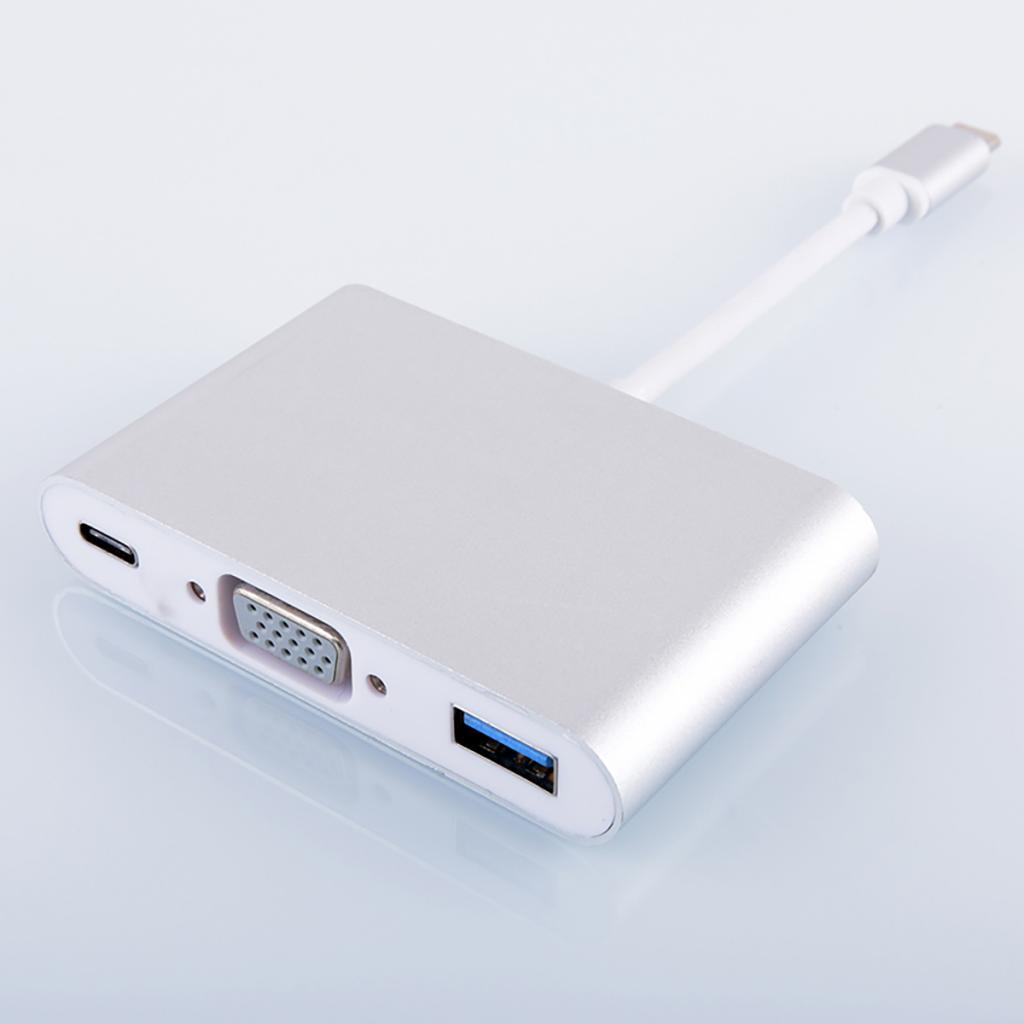 Universal USB Type-C to VGA Charging HUB Adapter Converter for Laptop