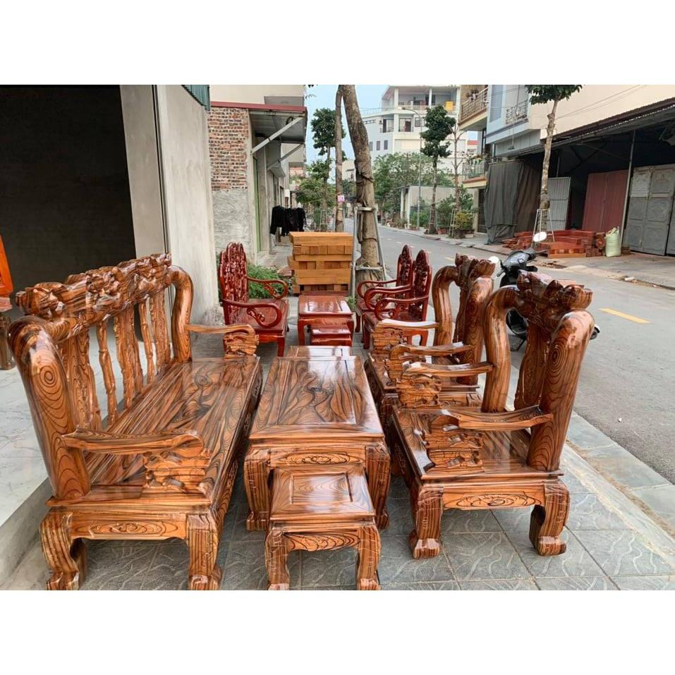 Bộ bàn ghế giả cổ trạm đào gỗ tràm