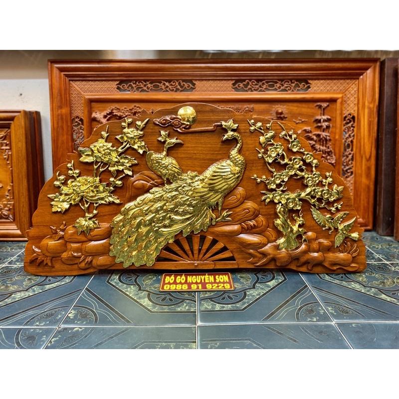 Tranh quạt gỗ phu thê gỗ hương kích thích 50*100cm,ván liền khối dày 4cm