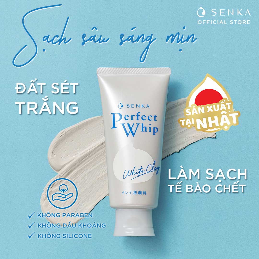 Sữa Rửa Mặt Tạo Bọt Chiết Xuất Đất Sét Trắng Senka Perfect White Clay New 14840 (120g)