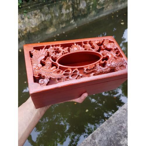 Hộp đựng khăn giấy gỗ Hương trạm khắc cao cấp nhiều mẫu