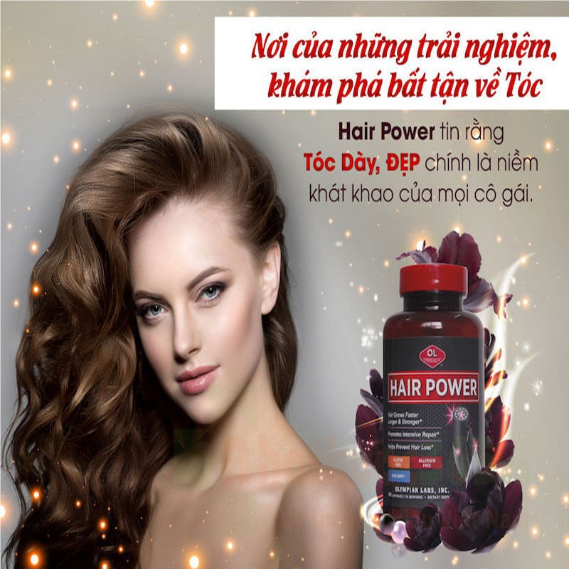 Viên Uống Mọc Tóc Hair Power Olympian Labs Giảm Gãy Rụng, Kích Thích Tóc Mọc Hiệu Quả (Hộp 40 Viên)