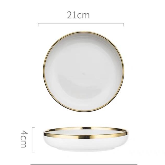 bộ chén bát đĩa ăn 32 chi tiết trắng viền vàng cao cấp