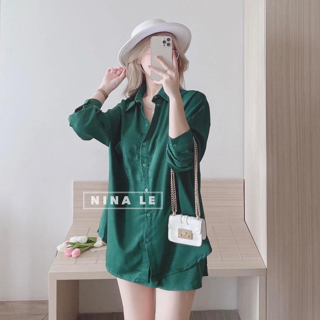 Sét bộ nữ áo sơ mi dài tay phối quần đùi đa màu sắc thích hợp cho nàng dạo phố, đi biển
