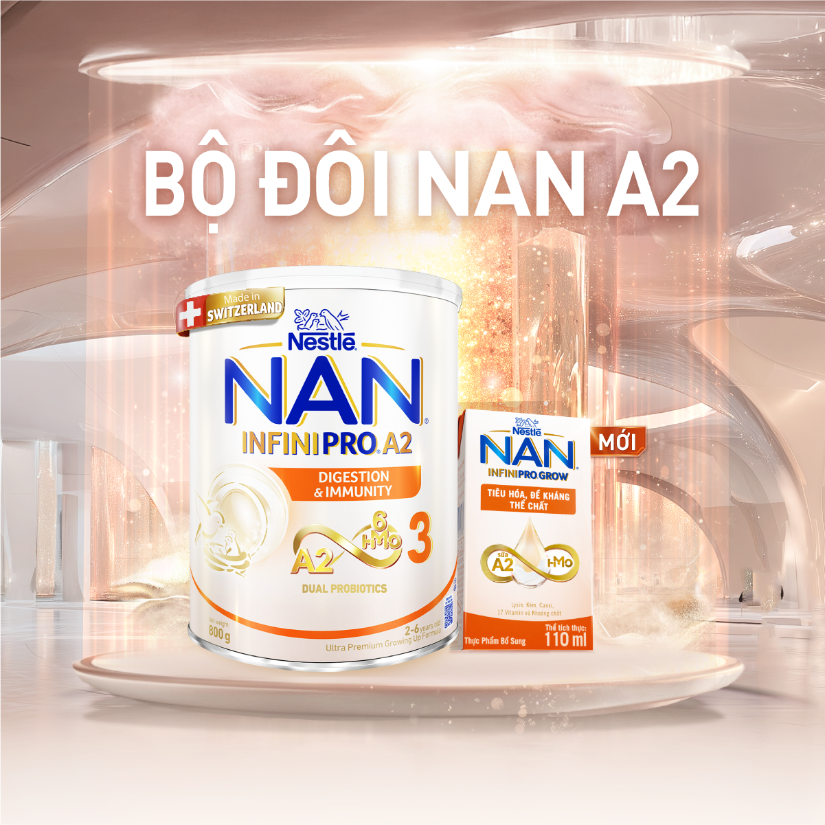 [Tặng Đồ chơi toán học] Thùng 36 hộp sữa pha sẵn Nestle NAN INFINIPRO GROW kết hợp A2, HMO hỗ trợ tiêu hóa,đề kháng &amp; phát triển thể chất 110ml