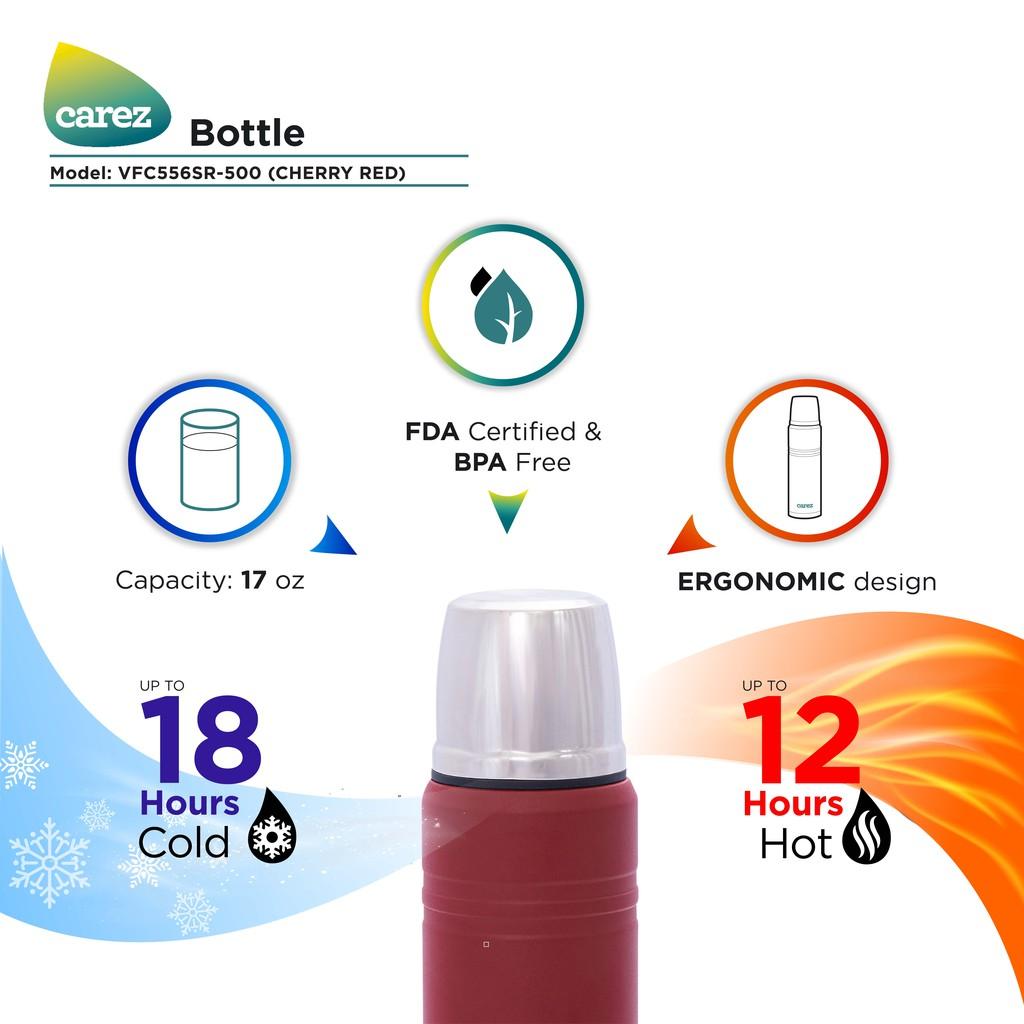 Bình giữ nhiệt Carez Back to Basic 500ML VFC556SR-500ml - màu đỏ Cherry , Inox 304, Không chứa BPA, Hàng chính hãng