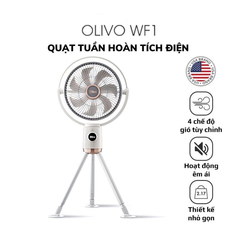 Quạt Tích Điện OLIVO WF1, Quạt Tuần Hoàn Không Khí, Quạt Sạc Điện, Pin Lithium, 12 Cấp Gió, BH 24 Tháng