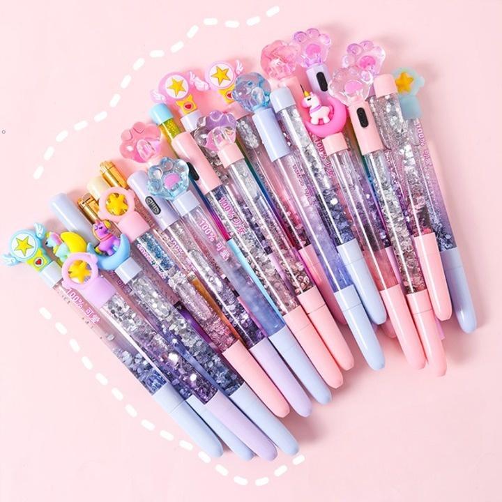 Bút Gel Cát Lún Có Đèn Nhấp Nháy Nhiều Màu Ngòi 0.5mm - Viết Mẫu Hình Chân Mèo Kute Dễ Thương