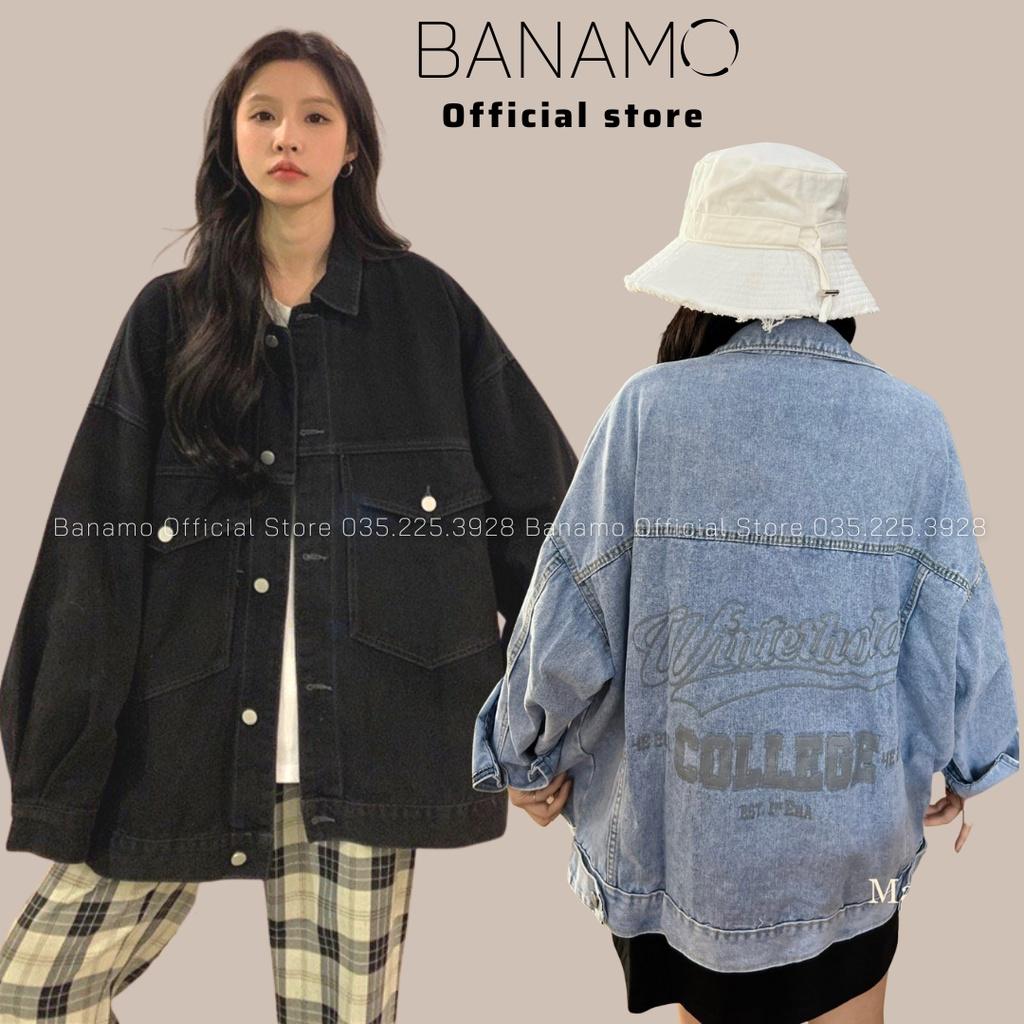 Áo khoác jean UNISEX form rộng nam nữ màu xanh và đen thời trang Banamo Fashion Áo khoác jean 361