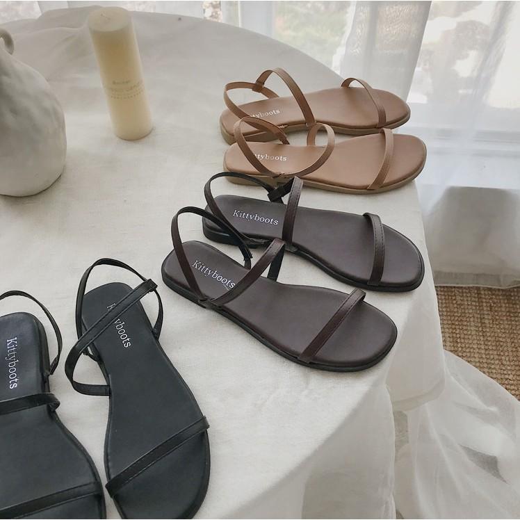 Fashion Ulzzang flat bottom strip flat casual sandals