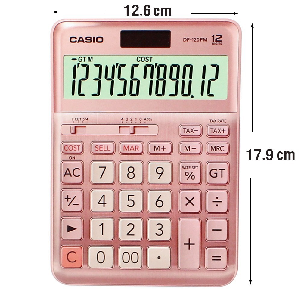 Máy Tính CASIO DF-120FM Cỡ Trung Bề Mặt Kim Loại Số To