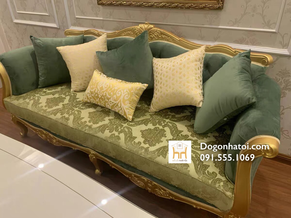 Ghế Sofa Gỗ, Dát Viền Vàng Tân Cổ Điển Cao Cấp SF414 - Đồ Gỗ Nhà Tôi