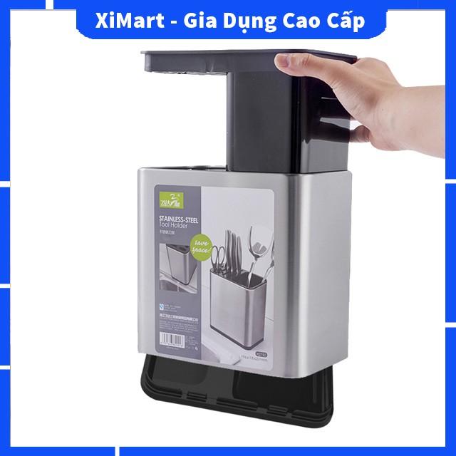 Giá cắm dao đũa thìa Inox 304 cao cấp - Kệ để dao thìa hình vuông đứng tiện lợi