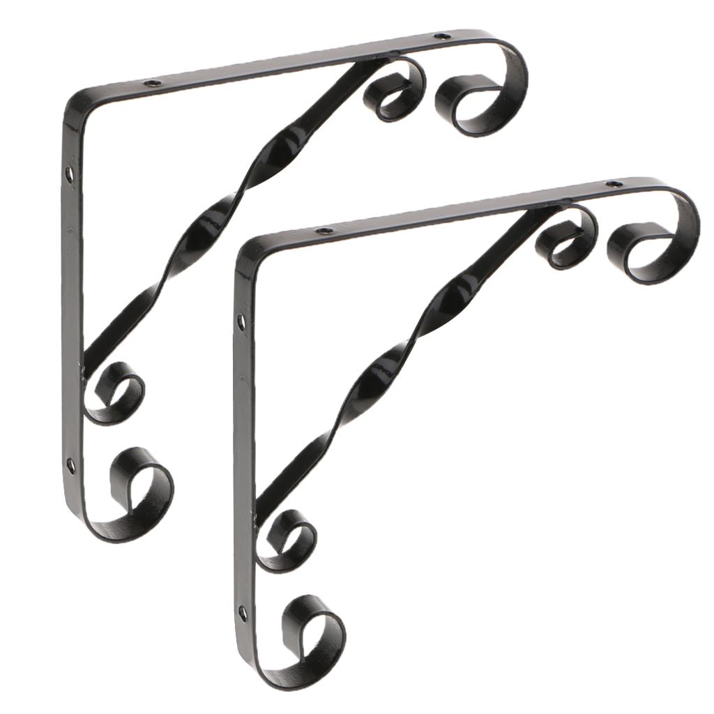 2x Metal Black Floating Wall Shelf Bracket Support Holder Wall Rack DIY #1