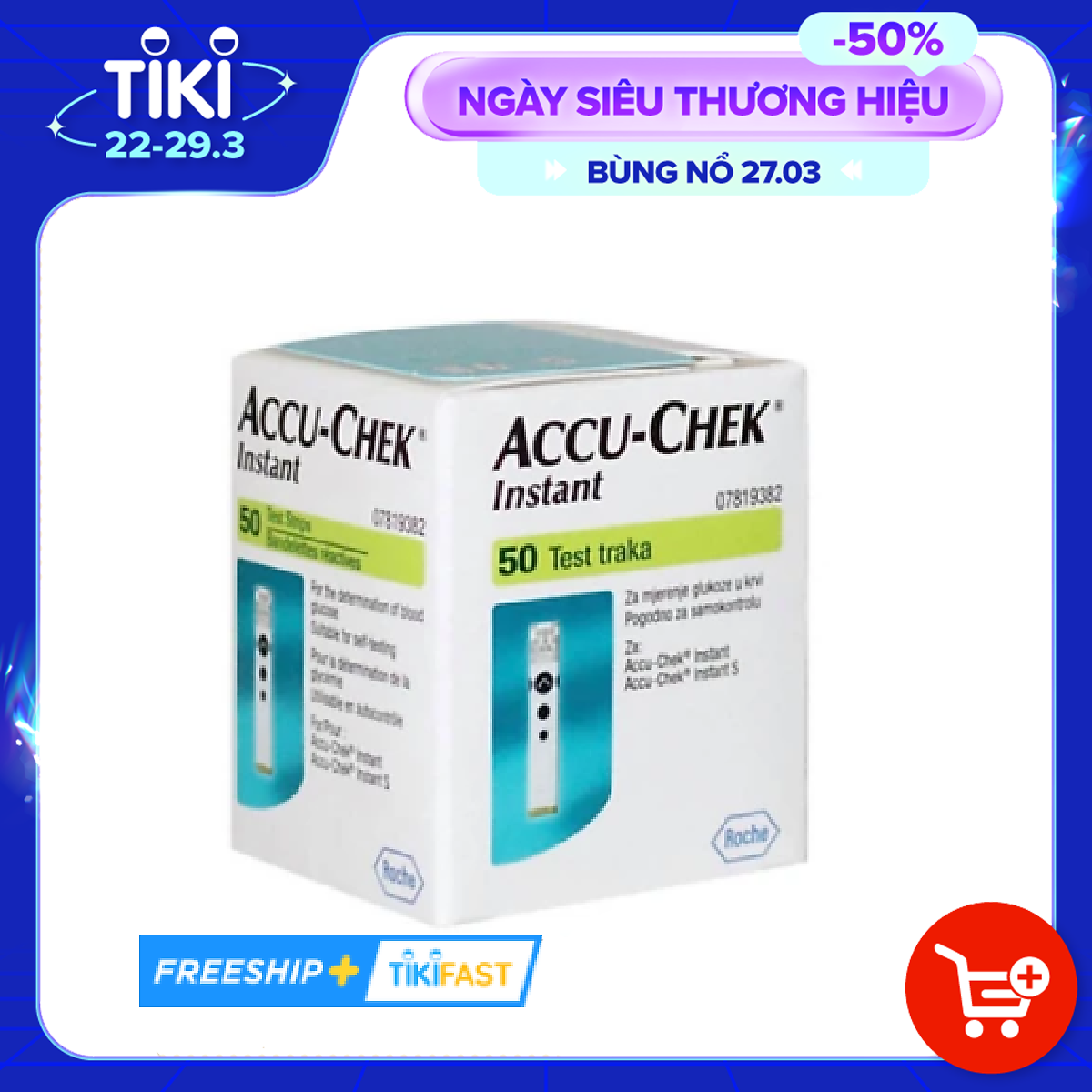 Combo 50/100 que và 50 kim dẹt thử đường huyết Accu-Chek Instant, NK chính ngạch, tem niêm phong