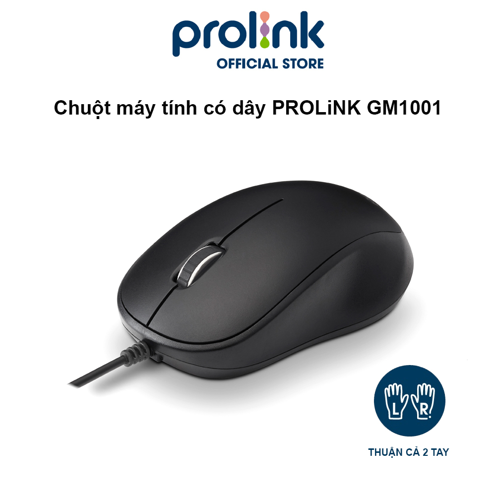 Chuột máy tính có dây PROLiNK GM1001 giá rẻ, kiểu dáng nhỏ gọn, độ nhạy cao dành cho PC, Laptop - Hàng chính hãng