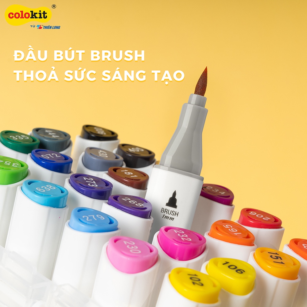 Bút dạ màu Art Marker chuyên nghiệp Thiên Long Colokit Tặng sổ Sketch - Bộ 12/24 màu - Bút màu dạ 2 đầu siêu đẹp dùng caligraphy cho học sinh, họa sĩ và thiết kế