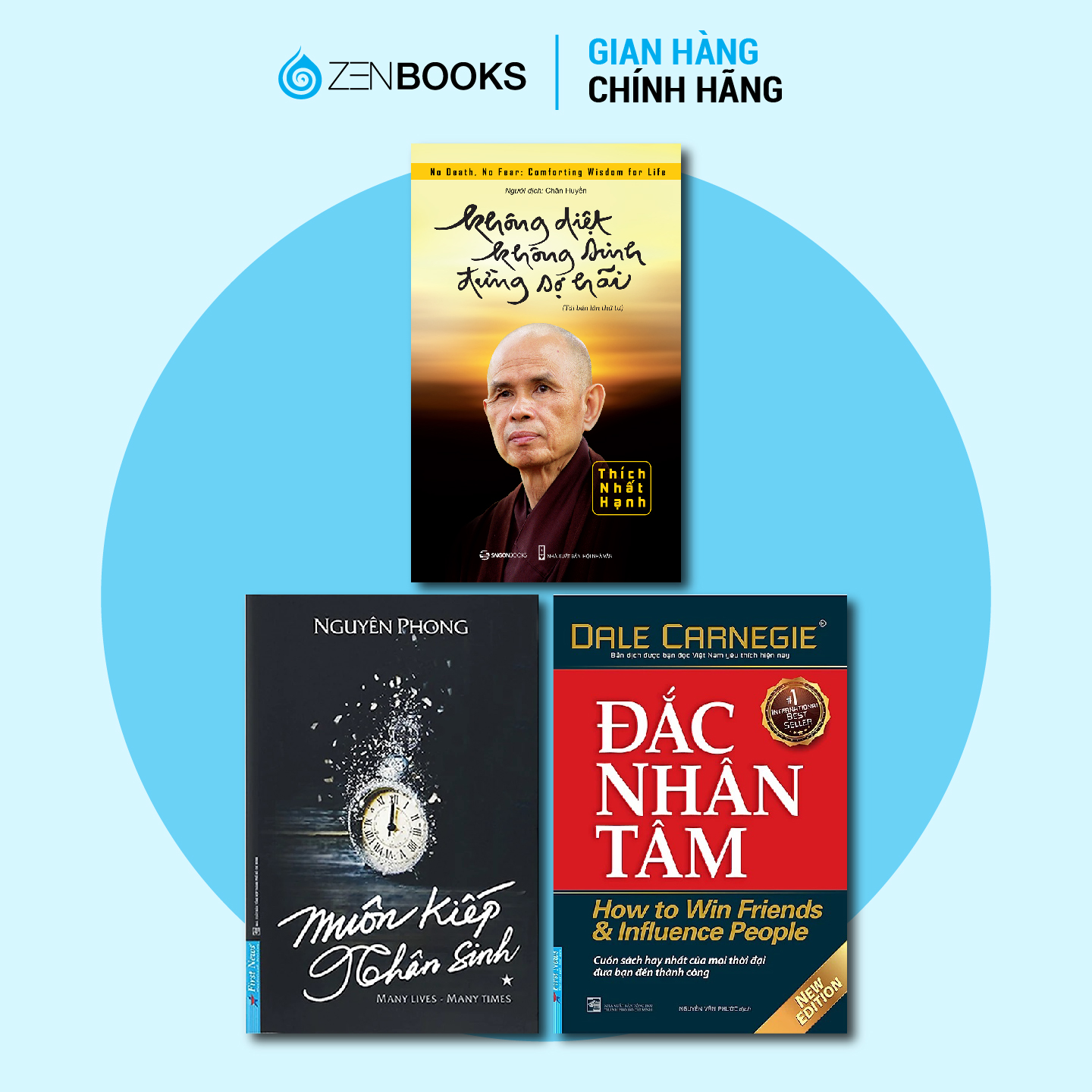 Combo 3 Cuốn Không Diệt Không Sinh + Đắc Nhân Tâm + Muôn Kiếp Nhân Sinh
