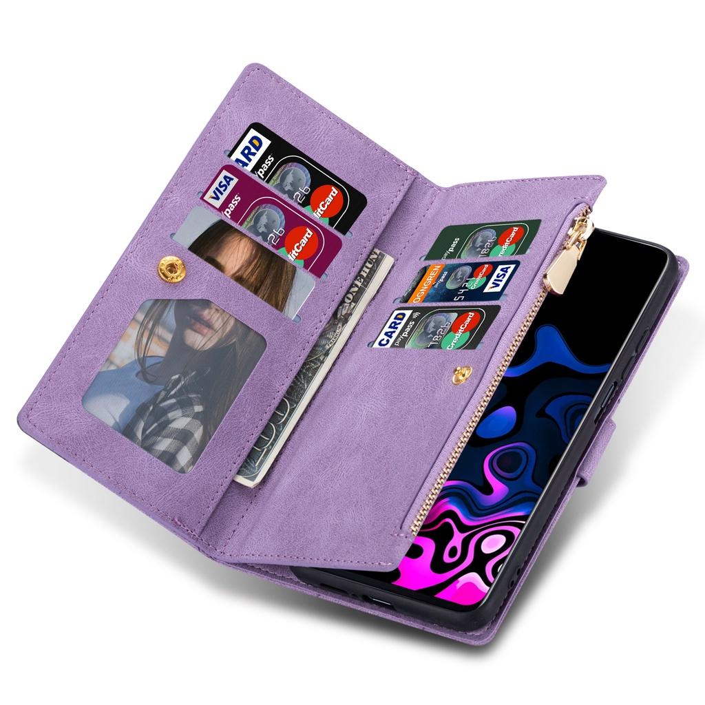 Ốp điện thoại da nắp lật dạng ví có khóa kéo đa năng cho iPhone 6 Plus 6S Plus 7 Plus iPhone 8 Plus X XR XS Max SE