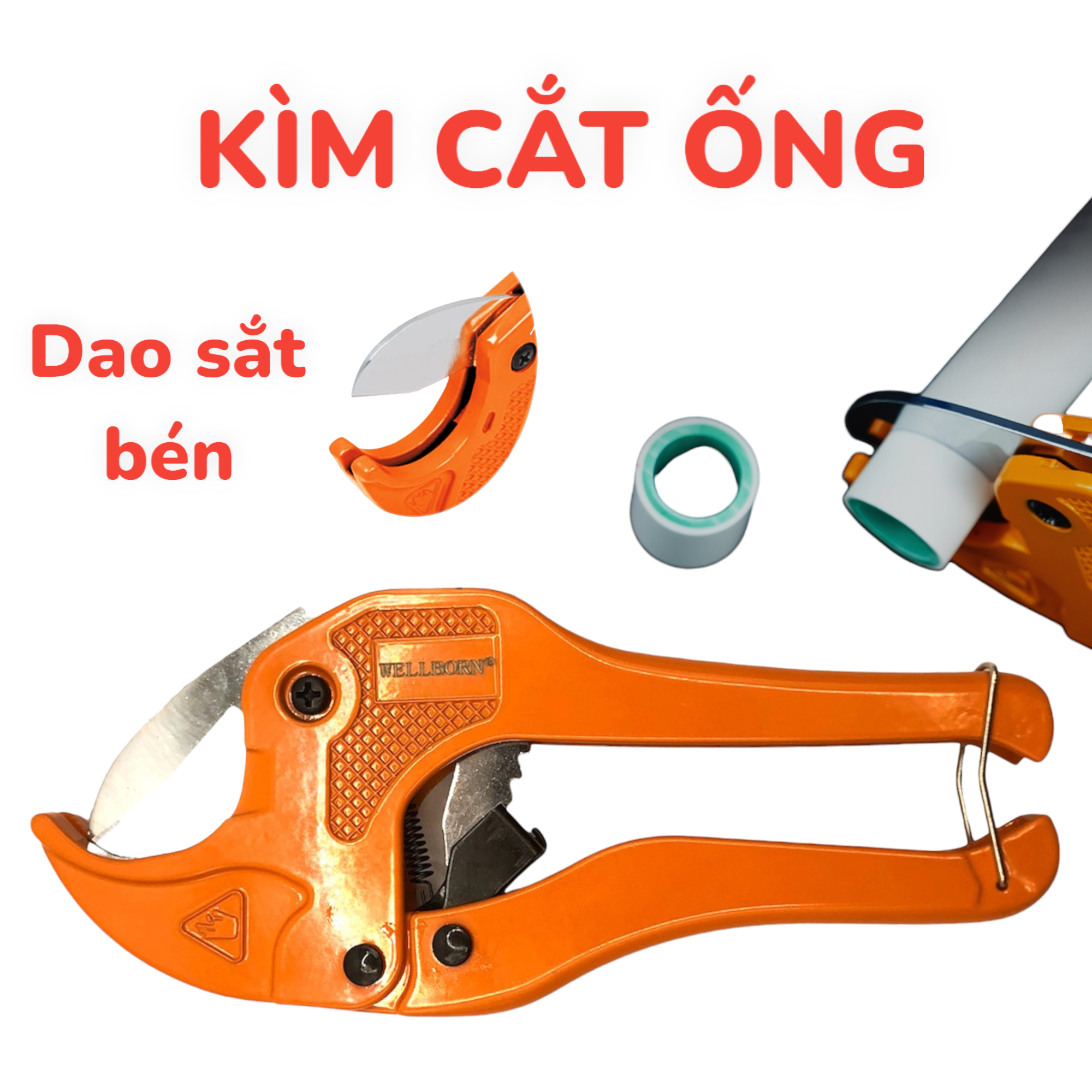 Dao cắt ống nhựa, Kìm cắt ống nhựa - Cắt được các loại ống nhưa mềm cứng khác nhau - Cắt kích thước ống tối đa 42mm - Cắt nhựa PVC - Nhựa PE - Plastic - Cầm chắc tay - Mẫu mã đẹp