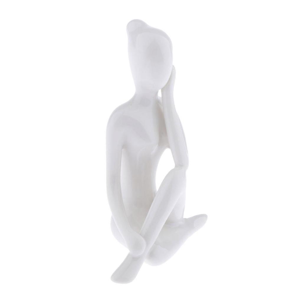 2- Ceramic Yoga Figure Ornament Statue Sculpture  Garden  Desk Decor
