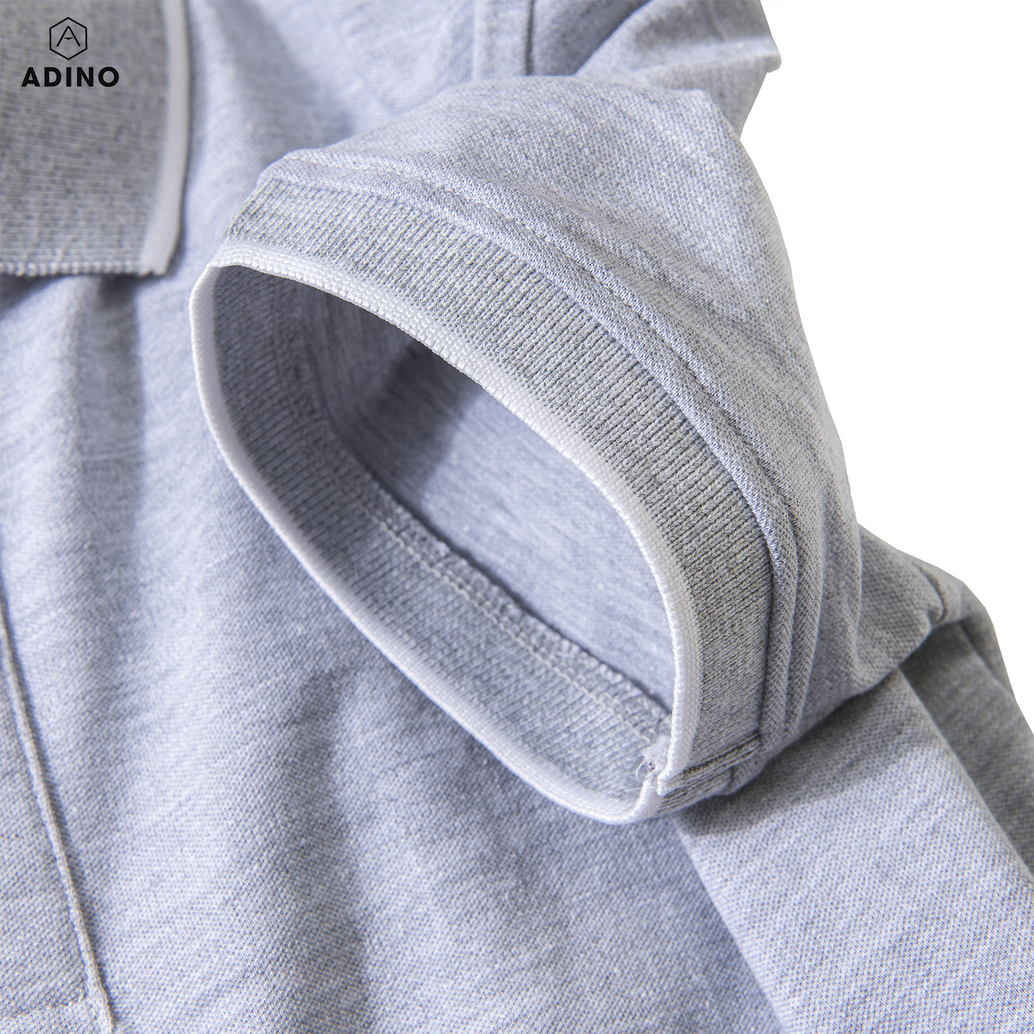 Hình ảnh Áo polo nữ ADINO màu ghi phối viền xẻ lai vải cotton co giãn dáng slimfit trẻ trung APN02