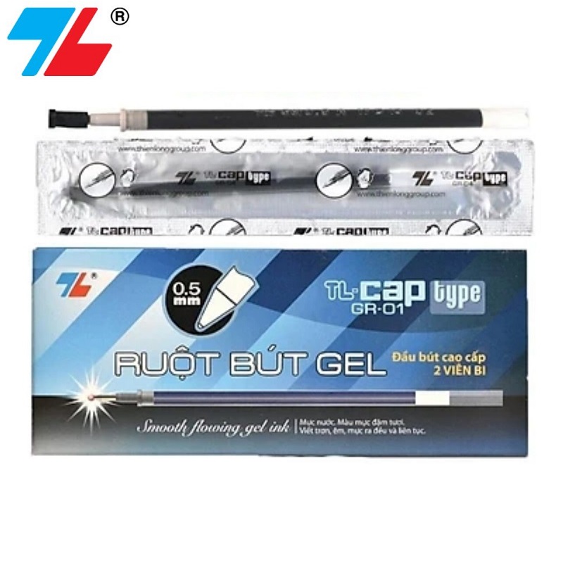 Hộp 24 ruột bút nước - bút gel 0.5mm Thiên Long GR-01 mực đen