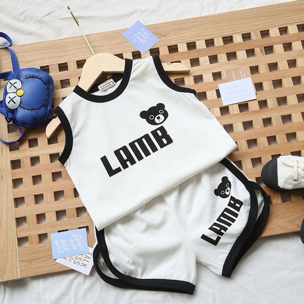 Bộ ba lỗ bé trai hình gấu cho bé ROSY KIDS , Bộ Ba Lỗ Cho Bé Chất cotton cực mát cho bé từ 6-28kg