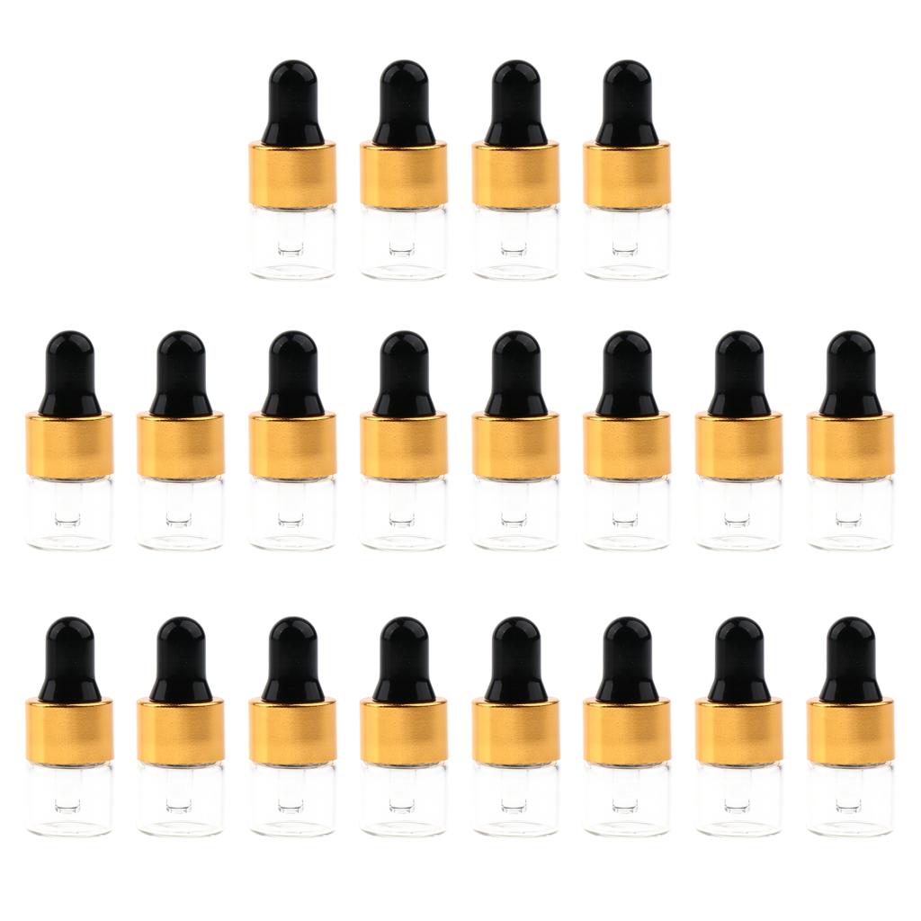 20 Set Glass 1ml 2ml 3ml Essential Oils Refillable Empty Bottles with Dropper Pipette for Perfume Aromatherapy