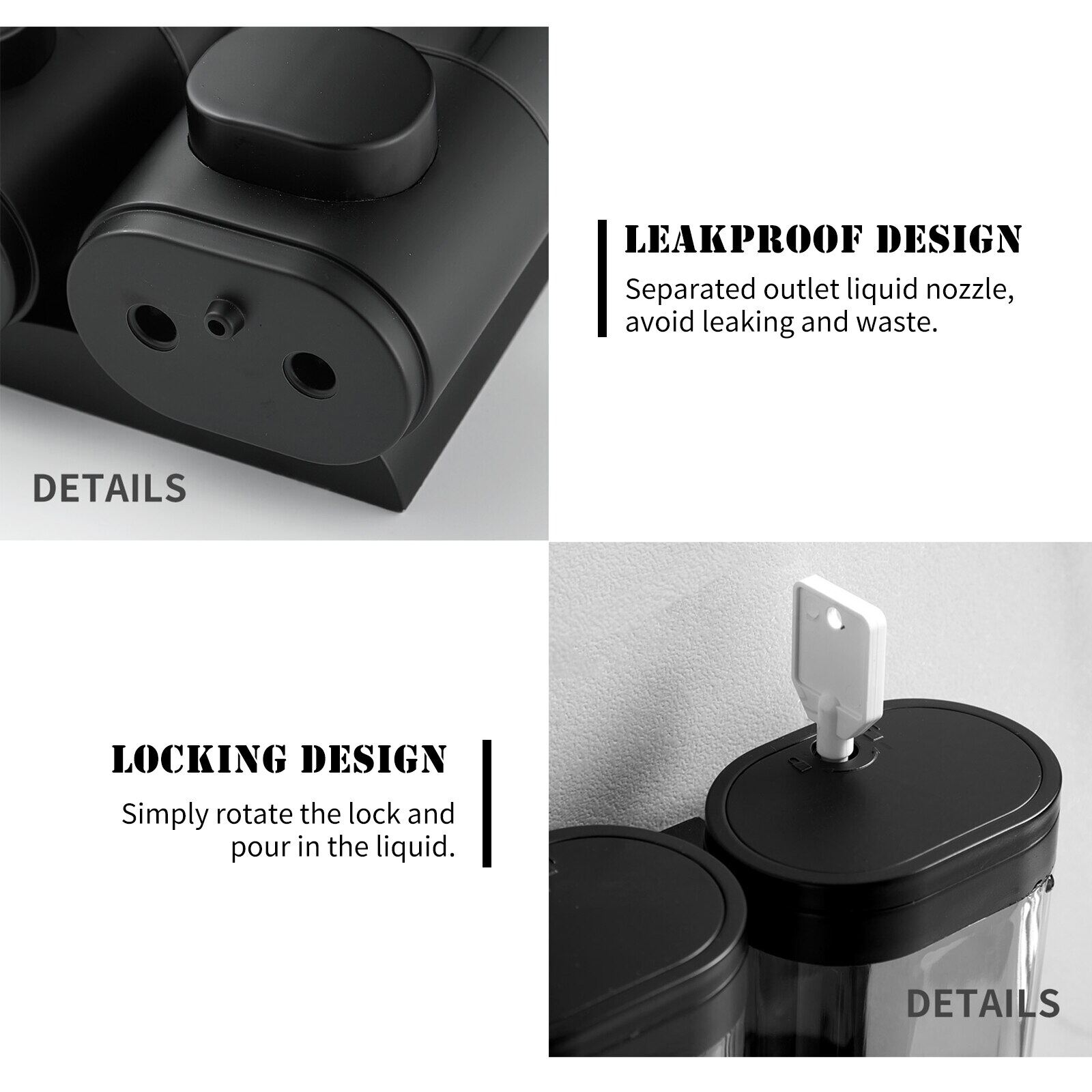 Bộ 2 Hộp Đựng Xà Phòng Gắng Tường Bathroom Shower Dispenser Black