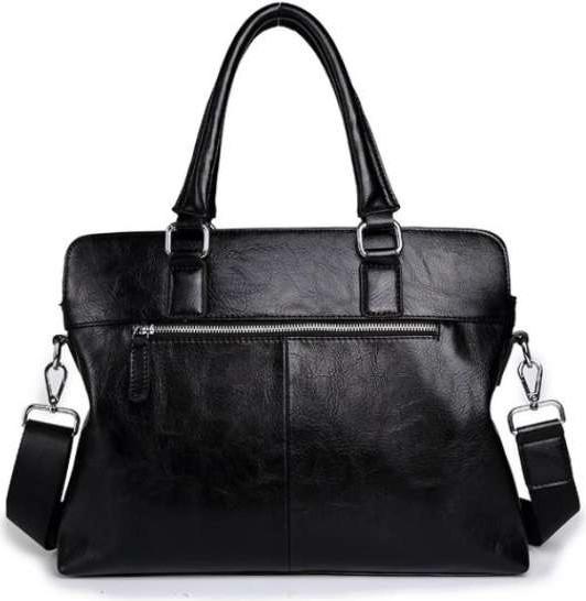 Men's Simple Business Tote PU leather Briefcase - Black
