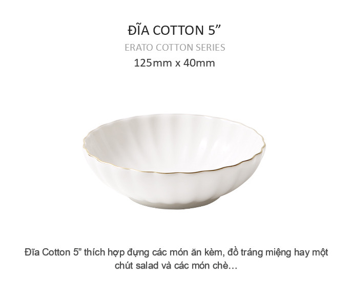 Bộ bát đĩa 5 món - Cotton - Erato - Hàng nhập khẩu Hàn Quốc