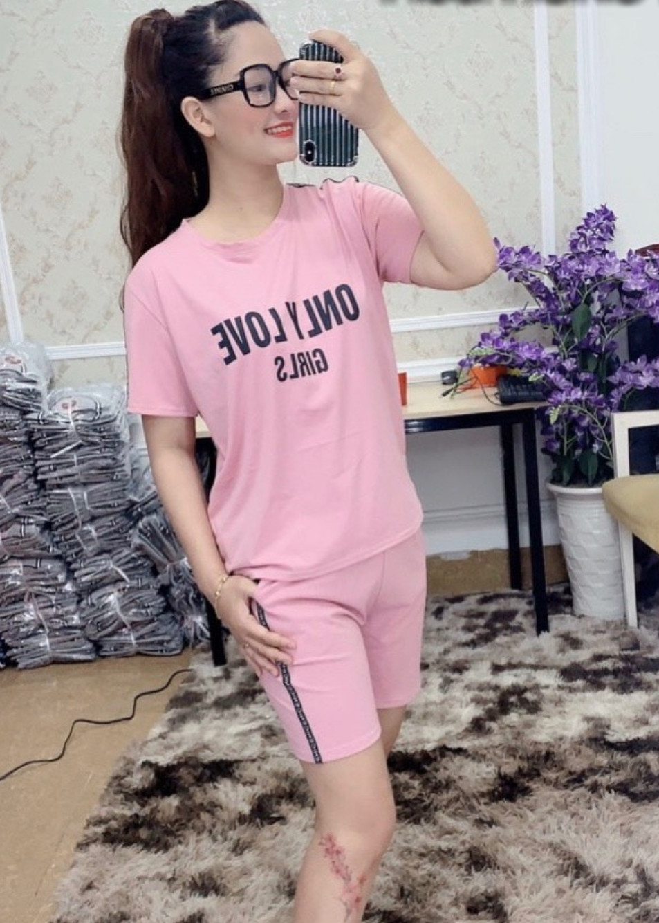 Bộ mặc nhà chất vải cotton mịn nhẹ nhàng