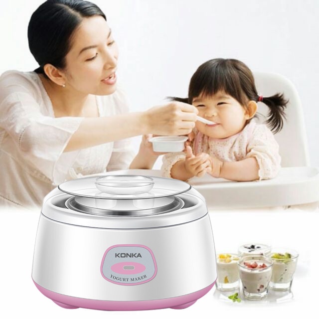 Máy Làm Sữa Chua 1 Lít Lên Men Tự Động Tặng 4 Cốc Sứ KONKA KS-SN01 - Hàng Chính Hãng