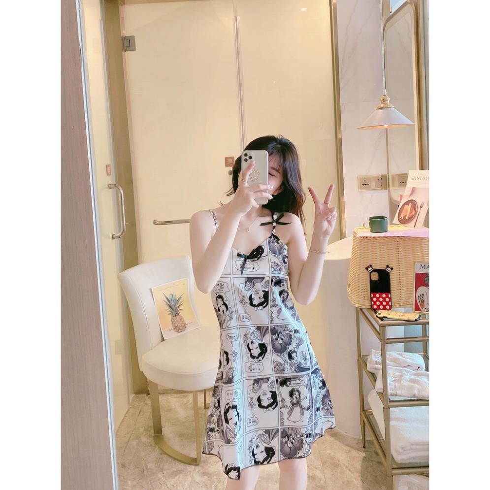 Đầm Ngủ/ Váy Ngủ 2 Dây Phiên Bản Hàn Quốc Dễ Thương Dành Cho Nữ Mùa Hè