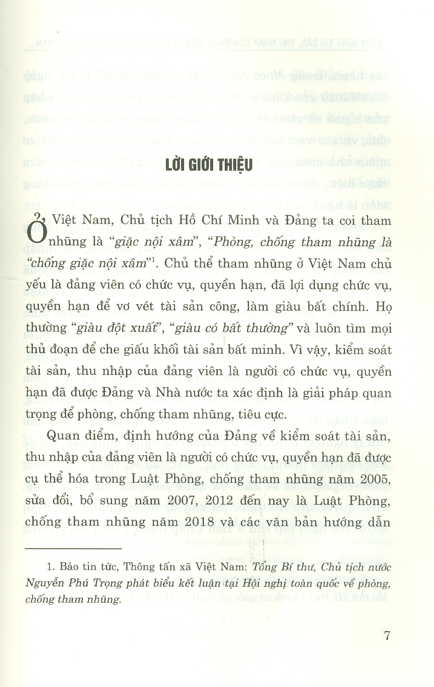 Kiểm Soát Tài Sản, Thu Nhập Của Đảng Viên Là Người Có Chức Vụ, Quyền Hạn Trong Bối Cảnh Mới Ở Việt Nam (Sách chuyên khảo)