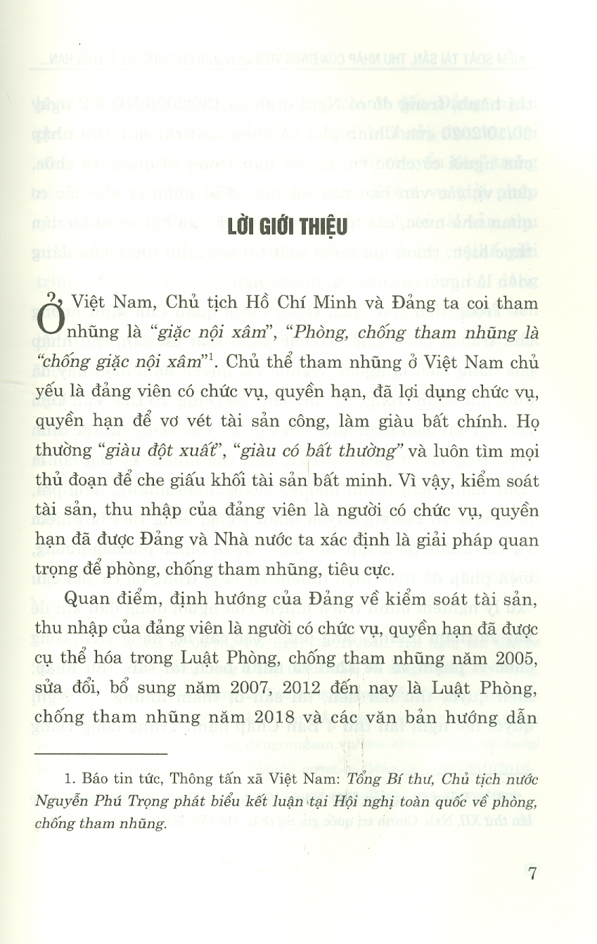 Kiểm Soát Tài Sản, Thu Nhập Của Đảng Viên Là Người Có Chức Vụ, Quyền Hạn Trong Bối Cảnh Mới Ở Việt Nam (Sách chuyên khảo)