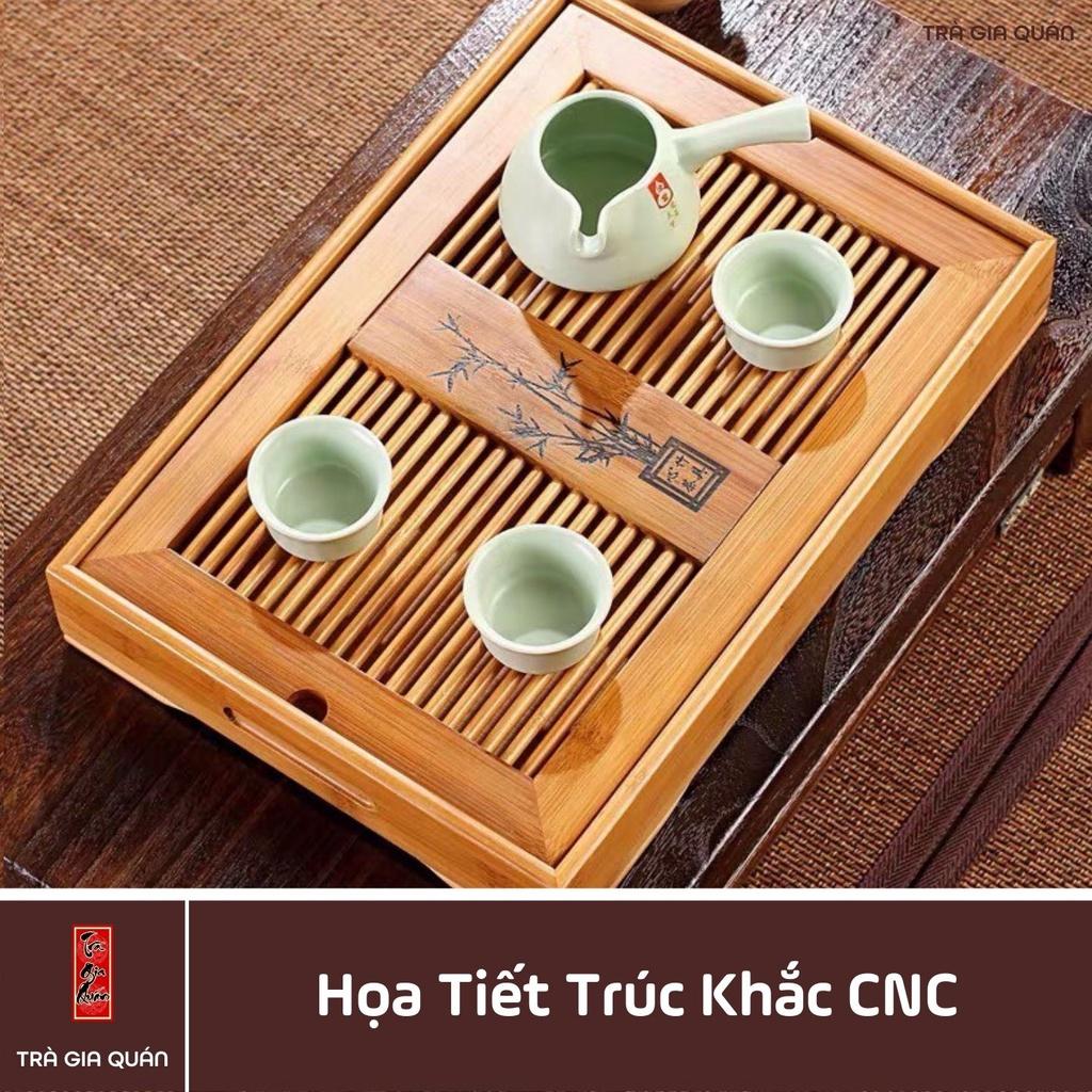 Khay Trà Tre Cao Cấp Hình Chữ Nhật Khắc Trúc KT 96