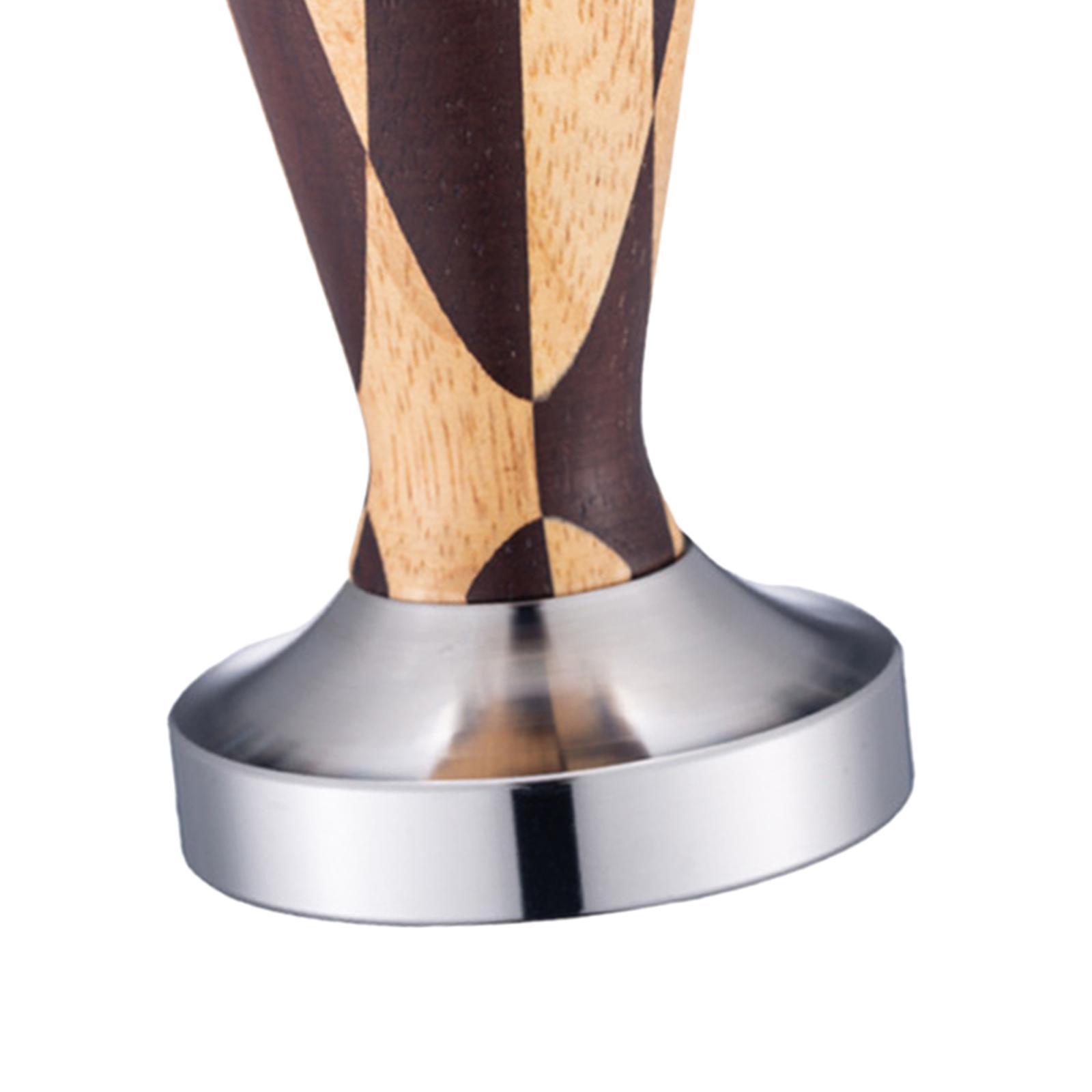 Espresso Coffee Tamper Solid Wood Handle Flat Base for Espresso Maker Barista Tools