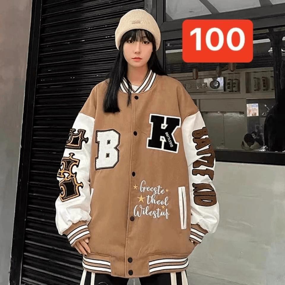 Áo Khoác Hoodie Kiểu Bomber Nút Bấm In Chữ K Dáng Thụng Chất Cách Nhiệt HOttrend mới