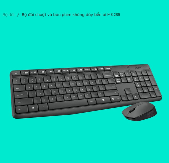 Bộ đôi chuột và bàn phím không dây Logitech MK235 - HÀNG CHÍNH HÃNG