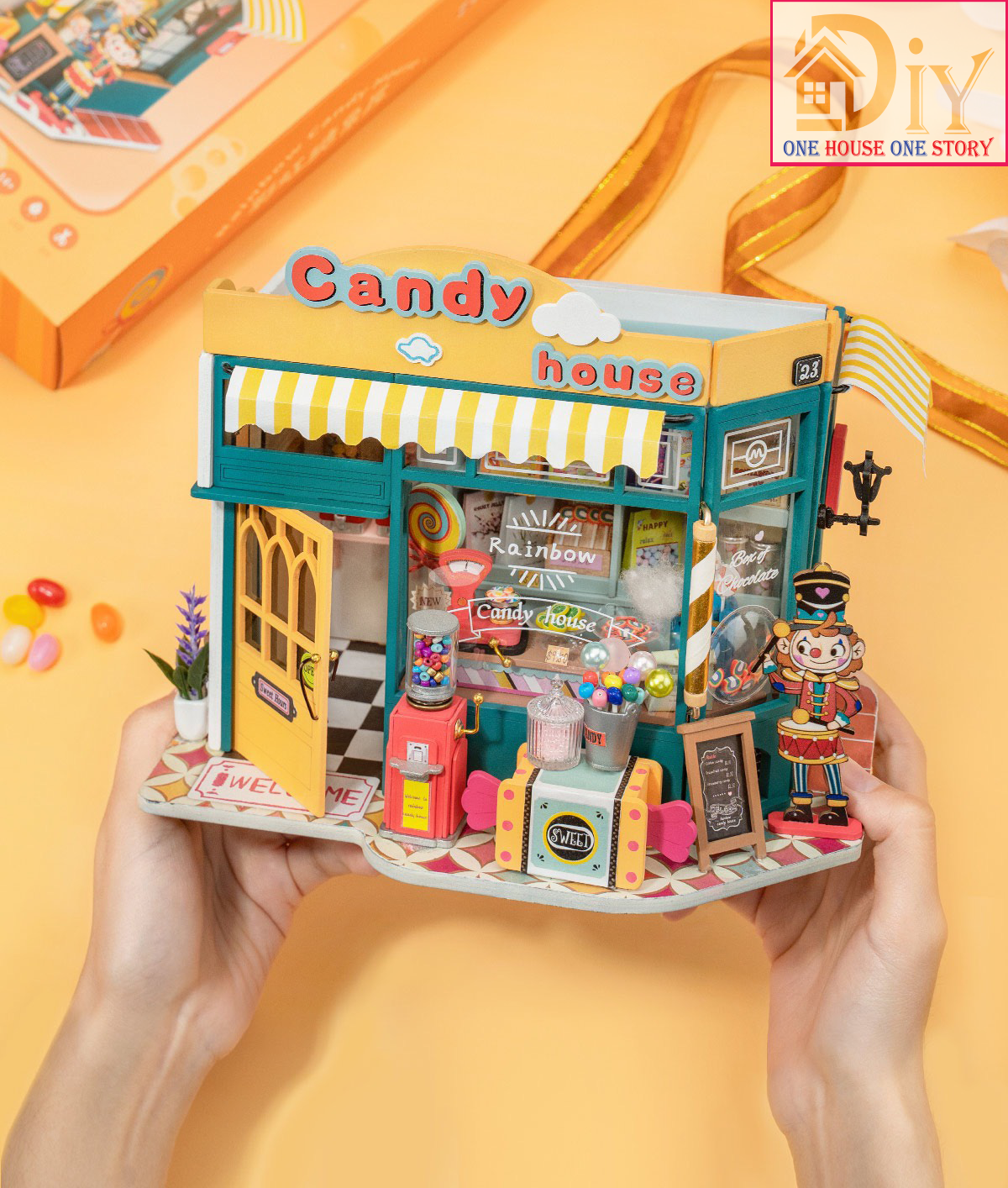 [Bản tiếng Anh]Nhà búp bê Robotime Rolife｜Rainbow Candy House DIY DG158 tự lắp ráp bằng gỗ - Quà tặng giáng sinh