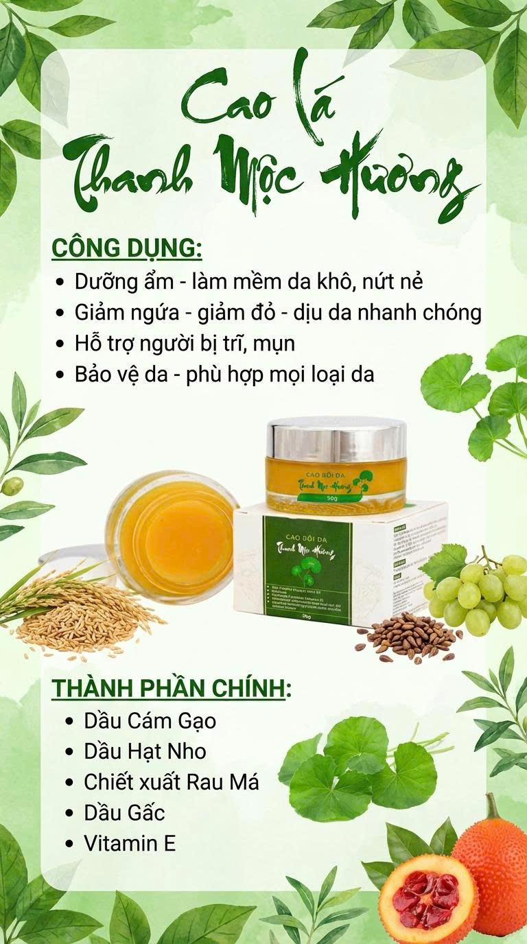 Cao lá thuần mộc bôi da Thanh Mộc Hương dưỡng ẩm da dịu làm lành vết thương 30g
