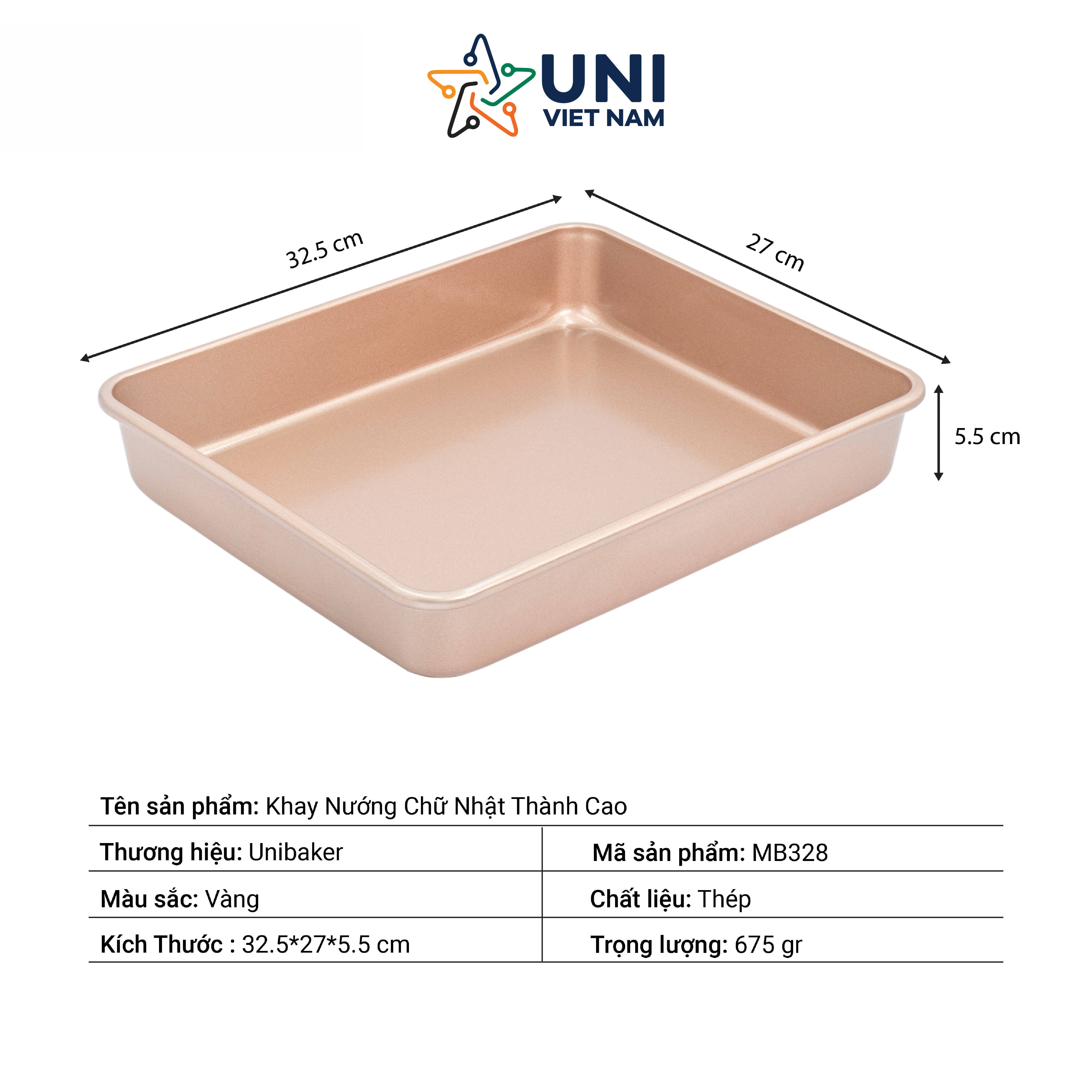 KHAY NƯỚNG CHỮ NHẬT THÀNH CAO UNIBAKER MB328